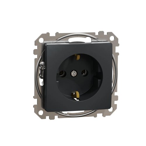 ÚJRACSOMAGOLT Schneider Electric SDD114025 földelt csatlakozóaljzat (dugalj), 2P+F, antracit burkolattal, csavaros bekötés, keret nélkül, süllyesztett, 16A 250V IP20 ( SCHNSDD114025 )