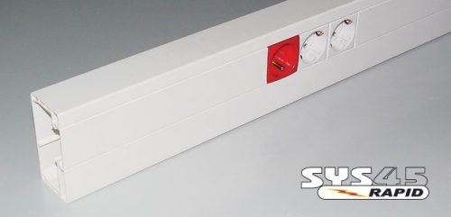 Canalplast SYS1252 SYS45 szerelvényezhető, két rekeszes vezetékcsatorna, fehér színbe 125x50x2 RAL 9010