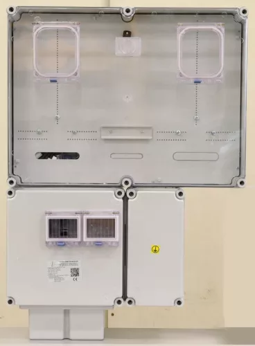 Csatári Plast CSP24.E126 PVT 6075 Á-V Fm-K-U egy felhasználói helyes 1xM63.80A + 1xV32 mérőszekrény földkábeles, felületre szerelt kivitelben, IP65, UV álló, 750x600x205mm ( PVT 6075 Á-V Fm-K-U )