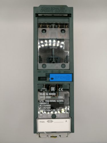 EFEN 390110000 NH-000 100A Vízszintes biztosítós szakaszoló 60mm-es sínre szerelhető kivitel felső kábelcsatlako