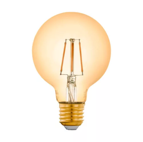 EGLO 12572 LED szabályozható fényforrás, E27 foglalattal, 1X5,5W teljesítménnyel, 500 lm fényerővel, 2200 K színhőmérséklettel, 20000 óra élettartammal, Bluetooth,vezérlés: applikációval, távirányítóval, borostyán / üveg búrával, E27-LED-G80