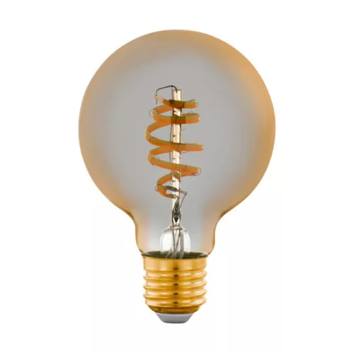EGLO 12579 LED szabályozható fényforrás, E27 foglalattal, 1X5,5W, 400 lm fényerővel, 2200 K - 6500 K színhőmérséklettel, 20000 óra élettartammal, Bluetooth, színhőmérséklet szabályzás,vezérlés: applikációval, távirányítóval, borostyán/üveg búrával