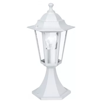   EGLO 22466 LATERNA 5, kültéri, IP44-es talapzatos állólámpa, E27-es foglalattal, MAX 1X60W teljesítménnyel, fehér / alumíniumöntvény lámpatest, kapcsoló nélküli, áttetsző / üveg búrával