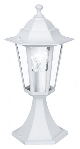 EGLO 22466 LATERNA 5, kültéri, IP44-es talapzatos állólámpa, E27-es foglalattal, MAX 1X60W teljesítménnyel, fehér / alumíniumöntvény lámpatest, kapcsoló nélküli, áttetsző / üveg búrával