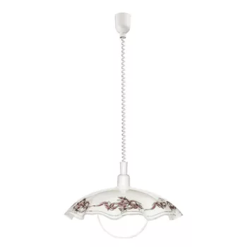   EGLO 3041 VETRO, beltéri függeszték, E27 foglalattal, MAX 1X60W teljesítménnyel, fehér / műanyag lámpatest, IP20, fehér, lila, fekete / szatinált üveg búrával, állítható magasság, kapcsoló nélkül