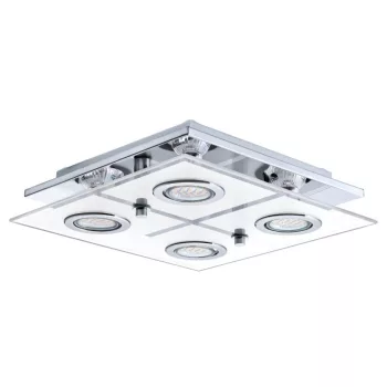   EGLO 30931 CABO, beltéri mennyezeti lámpa, GU10 foglalattal, MAX 4X3W teljesítménnyel, króm / nemesacél lámpatest, IP20, fehér, áttetsző / szatinált üveg búrával, kapcsoló nélkül