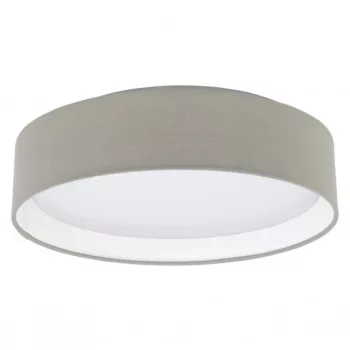   EGLO 31589 PASTERI, beltéri LED-es mennyezeti lámpa, LED foglalattal, MAX 11W teljesítménnyel, 950lm, 3000 K, fehér / műanyag, acél lámpatest, IP20, tópszín (szürkésbarna) / textil búrával, cserélhető LED, kapcsoló nélkül