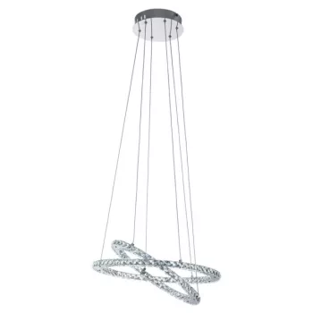   EGLO 31667 VARRAZO, beltéri LED-es függeszték, LED foglalattal, MAX 29,6W teljesítménnyel, 3500lm, 4000 K, króm / acél lámpatest, IP20, áttetsző / kristály búrával, LED nem cserélhető, kapcsoló nélkül