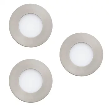   EGLO 32882 FUEVA-C, beltéri LED-es süllyesztett lámpa, LED foglalattal, MAX 3X3W, 1080lm, 2700 K-6500 K, matt nikkel/fémöntvény lámpatest, IP20, fehér/műanyag búrával, Bluetooth, színhőmérséklet szab., RGB, vezérlés: applikációval, távirányítóval
