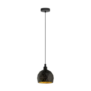   EGLO 33345 ROCCAFORTE, beltéri függeszték, E14 foglalattal, MAX 1X40W teljesítménnyel, fekete, arany / acél lámpatest, IP20, kapcsoló nélkül