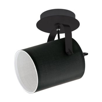   EGLO 33645 VILLABATE, beltéri spot lámpa, E27 foglalattal, MAX 1X10W teljesítménnyel, fekete / acél lámpatest, IP20, fekete, fehér / textil búrával, kapcsoló nélkül