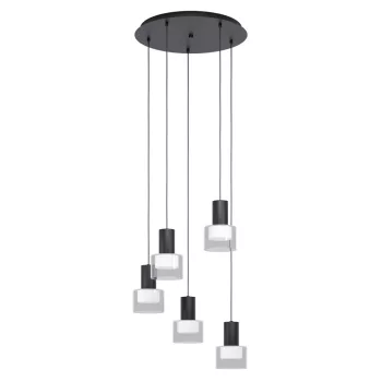   EGLO 39727 MOLINEROS beltéri függeszték, fekete színben, GU10 foglalattal, max 5X4,6W teljesítmény, IP20 védelemmel, 2 év lámpa / 5 év fényforrás garanciával ( EGLO 39727 )