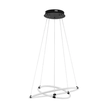   EGLO 39839 BANDERILLAS, beltéri LED-es függeszték, LED foglalattal, MAX 22W/14W teljesítménnyel, 3500/2300lm, 3000 K, fekete / acél lámpatest, fehér, fekete / műanyag búrával, LED nem cserélhető, kapcsoló nélkül