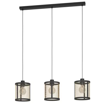   EGLO 43605 DELLOW beltéri függeszték, fekete színben, E27 foglalattal, max 3X40W teljesítmény, IP20 védelemmel, 2 év garanciával ( EGLO 43605 )