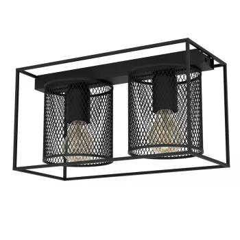   EGLO 43772 CATTERICK beltéri mennyezeti lámpa, fekete színben, E27 foglalattal, max 2X40W teljesítmény, IP20 védelemmel, 2 év garanciával ( EGLO 43772 )