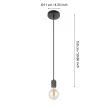 EGLO 43801 YORTH beltéri függeszték, fekete nikkel, fekete színben, E27 foglalattal, max 1X40W teljesítmény, IP20 védelemmel, 2 év garanciával ( EGLO 43801 )