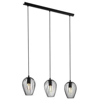   EGLO 49478 NEWTOWN Vintage függeszték, E27-es foglalattal, MAX 3X60W teljesítménnyel, fekete / acél lámpatest lámpatest, IP20-as védelemmel, kapcsoló nélkül