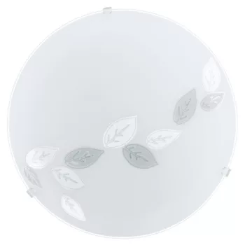   EGLO 80264 MARS, beltéri fali-mennyezeti lámpa, E27 foglalattal, MAX 1X60W teljesítménnyel, fehér / acél lámpatest, IP20, levél mintával / szatinált üveg búrával, kapcsoló nélkül