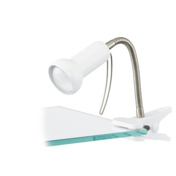   EGLO 81262 FABIO, beltéri csiptetős lámpa, E14 foglalattal, MAX 1X40W teljesítménnyel, fehér, ezüst / acél, műanyag lámpatest, IP20, zsinórkapcsolóval