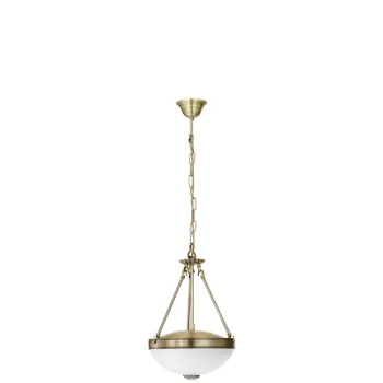   EGLO 82747 SAVOY, beltéri függeszték, E27 foglalattal, MAX 2X60W teljesítménnyel, bronz / fémöntvény lámpatest, IP20, fehér / szatinált üveg búrával, kapcsoló nélkül