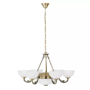   EGLO 82749 SAVOY, beltéri függeszték, E14/E27 foglalattal, MAX 6X40W/2X60W teljesítménnyel, bronz / fémöntvény lámpatest, IP20, fehér / szatinált üveg búrával, kapcsoló nélkül