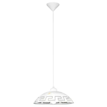   EGLO 82786 VETRO, beltéri függeszték, E27 foglalattal, MAX 1X60W teljesítménnyel, fehér / műanyag lámpatest, IP20, fehér, barna / üveg búrával, kapcsoló nélkül