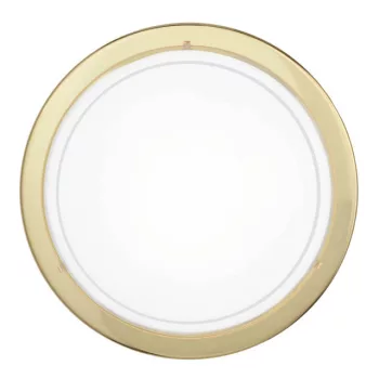   EGLO 83157 PLANET 1, beltéri fali-mennyezeti lámpa, E27 foglalattal, MAX 1X60W teljesítménnyel, sárgaréz / acél lámpatest, IP20, fehér, áttetsző / lakozott üveg búrával, kapcsoló nélkül