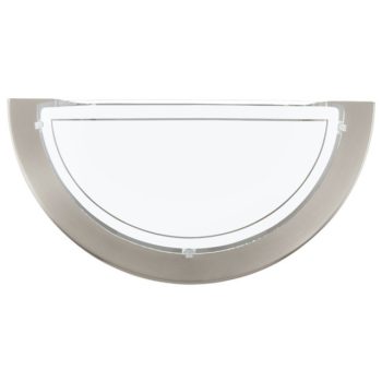   EGLO 83163 PLANET 1, beltéri fali lámpa, E27 foglalattal, MAX 1X60W teljesítménnyel, matt nikkel / acél lámpatest, IP20, fehér, áttetsző / lakozott üveg búrával, kapcsoló nélkül