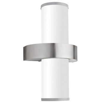  EGLO 86541 BEVERLY, kültéri, IP44-es fali lámpa, E27-es foglalattal, MAX 2X60W teljesítménnyel, nemesacél, ezüst / nemesacél lámpatest, fehér / szatinált üveg búrával