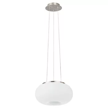   EGLO 86813 OPTICA, beltéri függeszték, E27 foglalattal, MAX 2X60W teljesítménnyel, matt nikkel / acél lámpatest, IP20, fehér / opál üveg búrával, kapcsoló nélkül