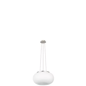   EGLO 86814 OPTICA, beltéri függeszték, E27 foglalattal, MAX 2X60W teljesítménnyel, matt nikkel / acél lámpatest, IP20, fehér / opál üveg búrával, kapcsoló nélkül