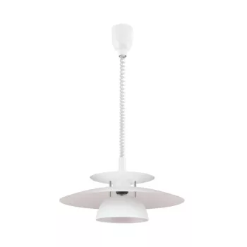   EGLO 87055 BRENDA, beltéri függeszték, E27 foglalattal, MAX 1X60W teljesítménnyel, fehér, króm / műanyag, acél lámpatest, IP20, fehér / acél búrával, állítható magasság, kapcsoló nélkül