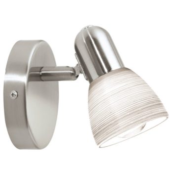   EGLO 88472 DAKAR 1, beltéri spot lámpa, E14 foglalattal, MAX 1X25W teljesítménnyel, matt nikkel / acél lámpatest, IP20, fehér / törléses technikával készült üveg búrával, kapcsoló nélkül