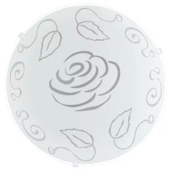   EGLO 89238 MARS 1, beltéri fali-mennyezeti lámpa, E27 foglalattal, MAX 1X60W teljesítménnyel, fehér / acél lámpatest, IP20, rózsa mintás / szatinált üveg búrával, kapcsoló nélkül