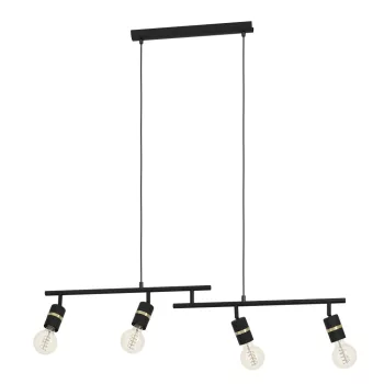   EGLO 900177 LURONE beltéri függeszték, fekete, sárgaréz színben, E27 foglalattal, max 4X10W teljesítmény, IP20 védelemmel, 2 év garanciával ( EGLO 900177 )
