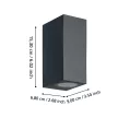 EGLO 900276 JABAGA kültéri fali lámpa, fekete színben, GU10 foglalattal, max 2X4,6W teljesítmény, IP44 védelemmel, 2 év garanciával ( EGLO 900276 )