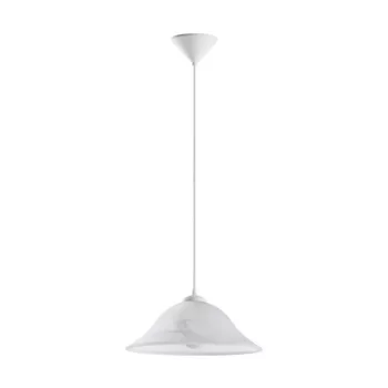   EGLO 90978 ALBANY, beltéri függeszték, E27 foglalattal, MAX 1X60W teljesítménnyel, fehér / műanyag lámpatest, IP20, fehér / alabástrom üveg búrával, kapcsoló nélkül