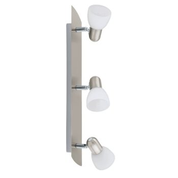   EGLO 90985 ENEA, beltéri spot lámpa, E14 foglalattal, MAX 3X40W teljesítménnyel, matt nikkel / acél lámpatest, IP20, fehér / szatinált üveg búrával, kapcsoló nélkül