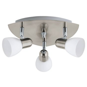   EGLO 90986 ENEA, beltéri spot lámpa, E14 foglalattal, MAX 3X40W teljesítménnyel, matt nikkel / acél lámpatest, IP20, fehér / szatinált üveg búrával, kapcsoló nélkül