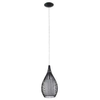   EGLO 92252 RAZONI, beltéri függeszték, E27 foglalattal, MAX 1X60W teljesítménnyel, fekete / acél lámpatest, IP20, fekete, fehér / szatinált üveg, acél búrával, kapcsoló nélkül