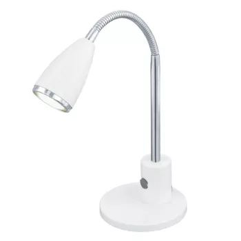   EGLO 92872 FOX, beltéri asztali lámpa, GU10 foglalattal, MAX 1X3W teljesítménnyel, fehér, króm / acél lámpatest, IP20, billenő kapcsolóval