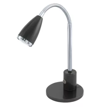   EGLO 92873 FOX, beltéri asztali lámpa, GU10 foglalattal, MAX 1X3W teljesítménnyel, antracit, króm / acél lámpatest, IP20, billenő kapcsolóval
