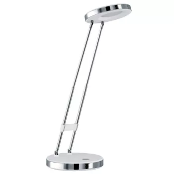   EGLO 93077 GEXO, beltéri LED-es asztali lámpa, LED foglalattal, MAX 3W teljesítménnyel, 220lm, 3000 K, fehér, króm / műanyag, acél lámpatest, IP20, LED nem cserélhető, billenőkapcsolóval+dugvillás adapterrel