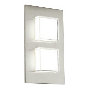   EGLO 93365 PIAS, kültéri, IP44-es fali lámpa, LED-es foglalattal, MAX 2X2,5W teljesítménnyel, 320 lm, 3000 K, nemesacél / nemesacél lámpatest, kapcsoló nélküli, sarokra szerelhető, cserélhető LED