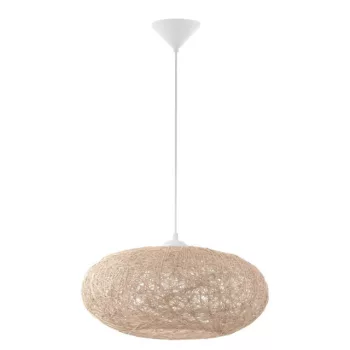   EGLO 93374 CAMPILO, beltéri függeszték, E27 foglalattal, MAX 1X60W teljesítménnyel, fehér / műanyag lámpatest, IP20, bézs / papír szálak búrával, kapcsoló nélkül