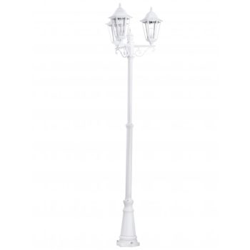   EGLO 93454 NAVEDO, kültéri, IP44-es állólámpa, E27-es foglalattal, MAX 3X60W teljesítménnyel, fehér / alumíniumöntvény lámpatest, kapcsoló nélküli, áttetsző / üveg búrával