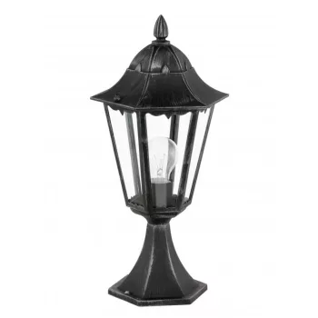   EGLO 93462 NAVEDO, kültéri, IP44-es talapzatos állólámpa, E27-es foglalattal, MAX 1X60W teljesítménnyel, fekete, ezüst-patina / alumíniumöntvény lámpatest, kapcsoló nélküli, áttetsző / üveg búrával