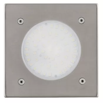   EGLO 93481 LAMEDO, kültéri, IP65/67-es talajba süllyesztett, LED-es foglalattal, MAX 1X2,5W, 180 lm, 3000 K, nemesacél / nemesacél lámpatest, kapcsoló nélküli, fehér / szatinált üveg búrával, terhelésre figyelni - max.500kg cserélhető LED