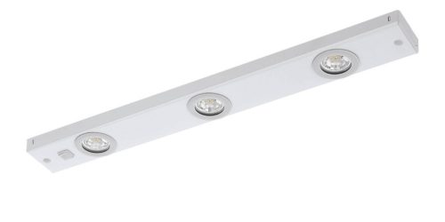 EGLO 93706 KOB LED, beltéri LED-es Bútor alá szerelhető lámp, LED foglalattal, MAX 3X2,3W teljesítménnyel, 780lm, 3000 K, fehér / acél lámpatest, IP20, LED nem cserélhető, billenő kapcsolóval