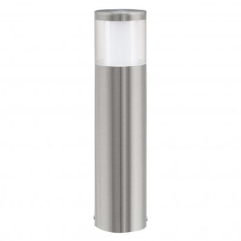   EGLO 94278 BASALGO 1, kültéri, IP44-es állólámpa, LED-es foglalattal, MAX 1X3,7W teljesítménnyel, 320 lm, 3000 K, nemesacél / nemesacél lámpatest, kapcsoló nélküli, áttetsző, fehér / műanyag búrával, cserélhető LED